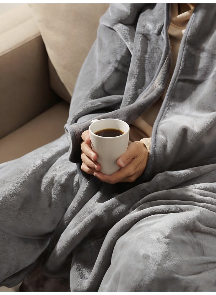 نامالو بطانية نامالو مصنوعة من البوليستر بنسبة 100%، وزنها 280 غرام، بطانية مناسبة لجميع الفصول، بطانية مخملية ناعمة ومريحة، مناسبة للأسرة والأرائك، لونها رمادي. - Image 2